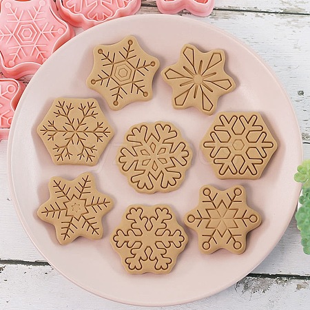 Christmas Snowflake Plastic Cookie Candy Food Cutters Molds DIY-K080-06-1