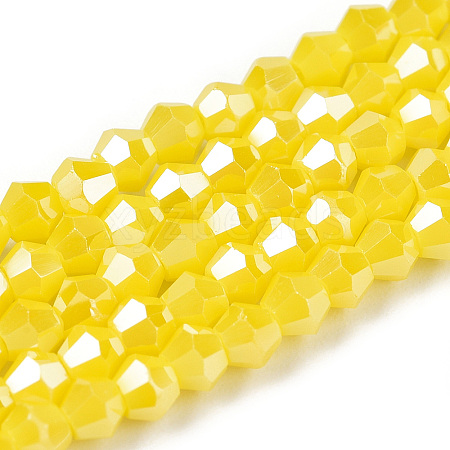 Opaque Solid Color Electroplate Glass Beads Strands EGLA-A039-P2mm-A05-1