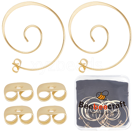4 Pairs Brass Ear Studs EJEW-BBC0001-48-1