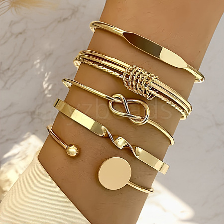 5Pcs Alloy Bangles for Women FS-WG33CDB-05-1