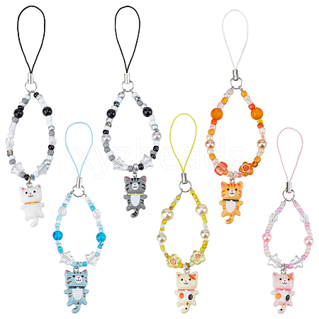 Glass & Resin Mobile Straps HJEW-BC00030-1