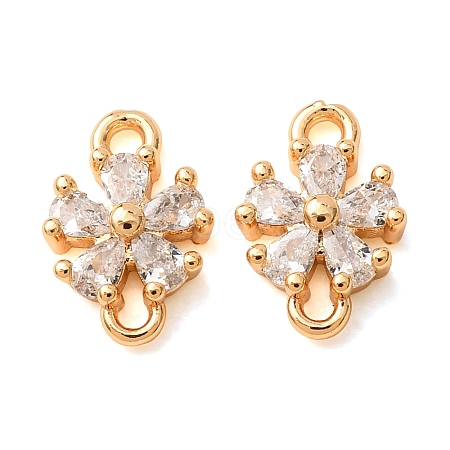 Brass Pave Clear Cubic Zirconia Connector Charms CU-CBAEC99-15G-1