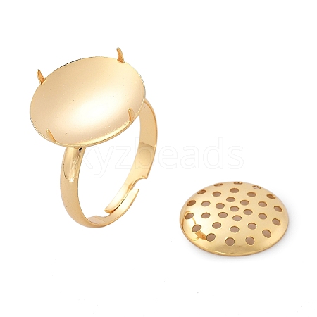 Brass Adjustable Ring Findings KK-K382-15C-G-1