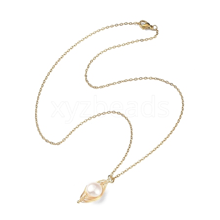 Natural Pearl Pendant Necklace NJEW-JN04309-1