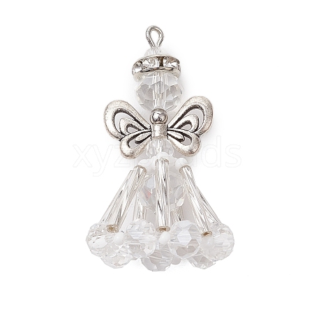 Handmade Glass Seed Beaded Angel Pendants PALLOY-MZ00497-02-1