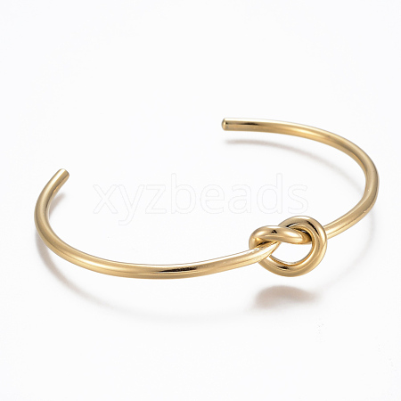 Trendy 304 Stainless Steel Torque Cuff Bangles BJEW-H703-19G-1
