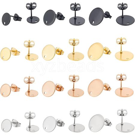 Unicraftale 48Pcs 12 Style Ion Plating(IP) 304 Stainless Steel Stud Earring Findings STAS-UN0039-36-1