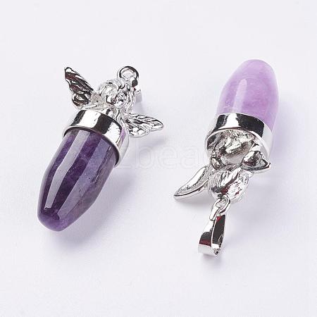 Natural Amethyst Pendants G-E397-10P-1