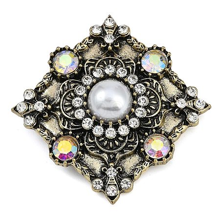 Zinc Alloy Crystal AB & Crystal Rhinestone Brooch JEWB-U011-04AG-01-1