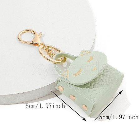 Cat Pattern PU Leather Mini Coin Purse Charm Keychain PW-WG57425-09-1