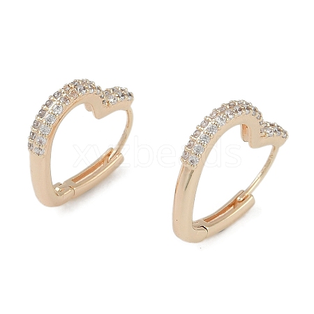 Clear Cubic Zirconia Heart Hoop Earrings EJEW-L292-010G-1