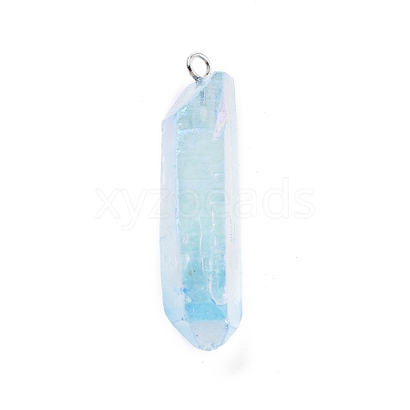 Electroplated Natural Quartz Pendants G-P315-B01-10P-1