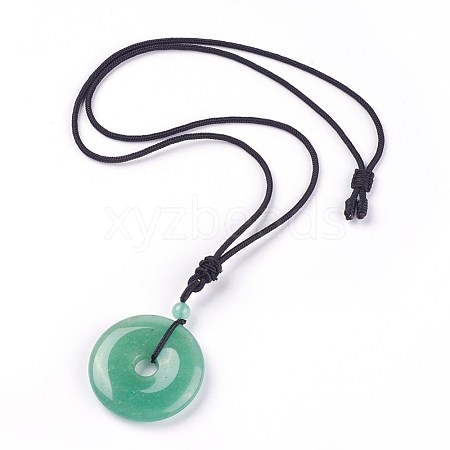 Adjustable Natural Green Aventurine Pendant Necklaces NJEW-A125-C02-1