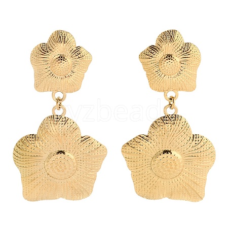 Stainless Steel Flower Stud Earrings for Women EJEW-Z074-03G-1