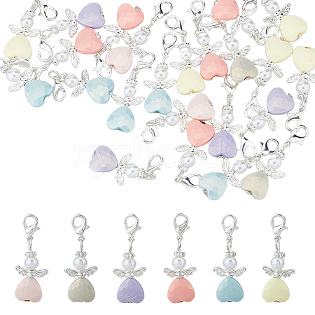 84Pcs 6 Colors Opaque Resin Pendant Decorations HJEW-AB00749-1