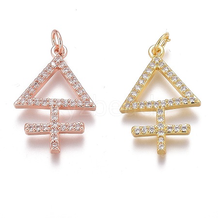 Brass Micro Pave Clear Cubic Zirconia Pendants ZIRC-Z008-25-1