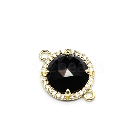 Natural Obsidian Connector Charms PW-WGD2653-10-1