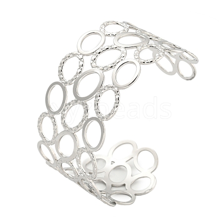 304 Stainless Steel Hollow Open Cuff Bangles BJEW-S151-04P-1