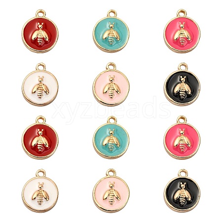 60Pcs 6 Colors Alloy Enamel Pendants ENAM-CJ0002-49-1