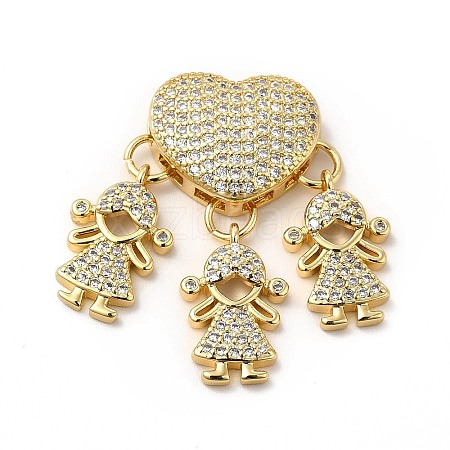 Rack Plating Brass Micro Pave Cubic Zirconia Pendants KK-E072-07G-1