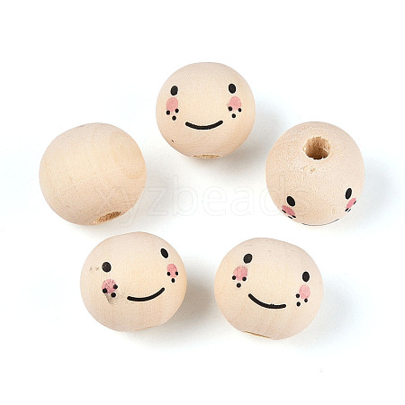 Printed Schima Wood Beads WOOD-T033-02A-1