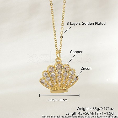 Ocean Summer Brass Pave Clear Cubic Zirconia Pendant Necklaces FS-WG8D1A7-27-1