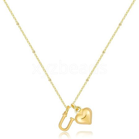 Brass Initial and Heart Pendant Necklaces for Women FS-WG01F32-21-1