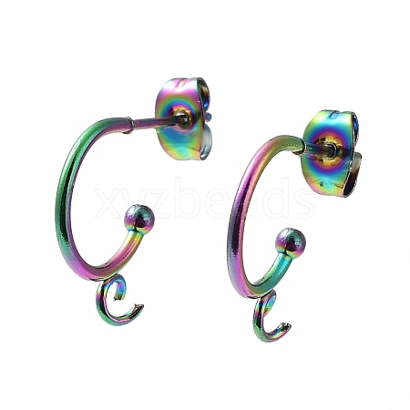 Ion Plating(IP) 304 Stainless Steel Half Hoop Earrings STAS-Z028-B01-M-01-1