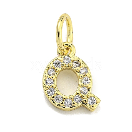 Letter Brass Micro Pave Clear Cubic Zirconia Pendants KK-K354-06G-Q-1