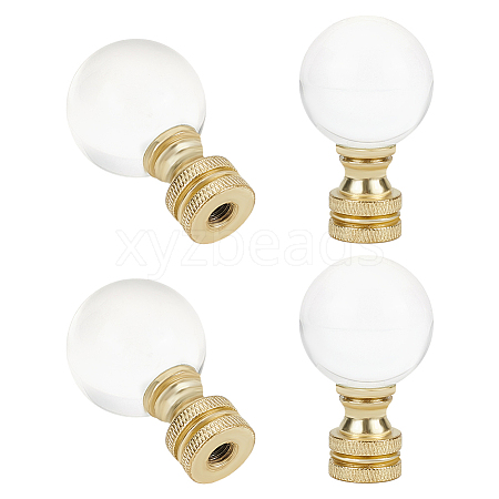 Glass Crystal Lamp Finials with Iron Finish Base FIND-WH0148-176C-1
