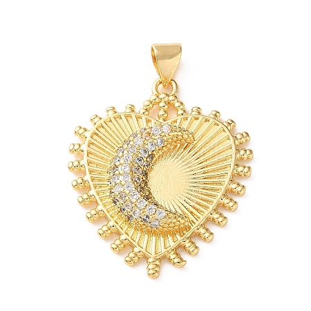 Brass Micro Pave Clear Cubic Zirconia Pendants CU-CBA03AF-10A-G-1