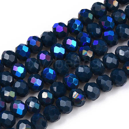 Electroplate Opaque Solid Color Glass Beads Strands EGLA-A044-P1mm-L16-1