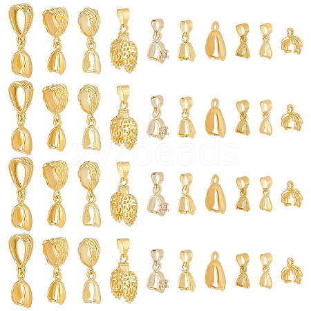   60Pcs 10 Styles Brass Ice Pick Pinch Bails for Pendant Making KK-PH0009-95-1