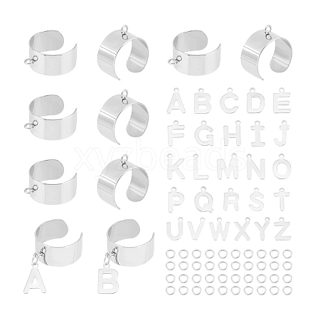 Unicraftale DIY Alphabet Charm Cuff Ring Making Kit DIY-UN0005-66-1