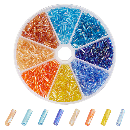   2880Pcs 8 Colors Opaque Colours Glass Twist Bugle Beads EGLA-PH0001-33-1