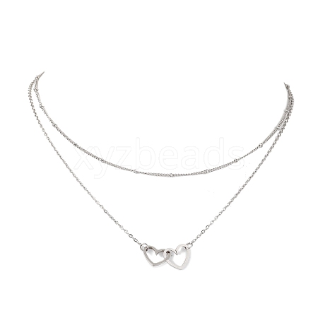 Stainless Steel Heart Pendant Necklaces for Women NJEW-JN04735-02-1