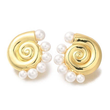 Rack Plating Shell Shape Brass Stud Earrings EJEW-H016-02G-1