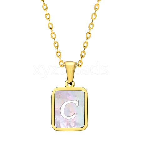 Shell Rectangle Pendant Initial Necklaces PW-WGEBFCF-03-1