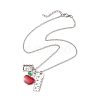 Teather's Day Alloy Red Apple Book Ruler Pendant Necklaces X1-NJEW-TA00185-4