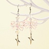 Bowknot & Heart Acrylic Dangle Earrings for Women EJEW-FZ00002-4