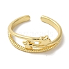 Star Rack Plating Brass Open Cuff Finger Rings for Women RJEW-L123-014G-2