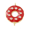 Rack Plating Brass Clear Cubic Zirconia Donut Connector Charms KK-A234-030G-02-2