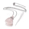 Natural Rose Quartz Openable Perfume Bottle Pendant Necklaces G-K295-A01-P-1