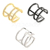 Brass Triple Lines Open Cuff Ring with Cubic Zirconia RJEW-Q781-03-1