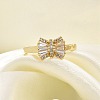 Rack Plating Brass Micro Pave Cubic Zirconia Cuff Finger Rings for Women RJEW-M027-02G-02-2