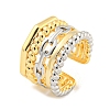 Brass Micro Pave Clear Cubic Zirconia Open Cuff Ring RJEW-M173-07C-G-1