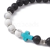 Cross Synthetic Turquoise & Natural Howlite & Lava Rock Beaded Stretch Bracelet BJEW-JB09765-02-3