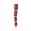 Brass Pave Cubic Zirconia Connector Charms KK-G458-01G-01-1