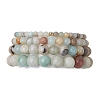 4Pcs 4 Styles Natural Flower Amazonite Stretch Bracelets BJEW-JB11025-1