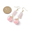 Natural Rose Quartz Chips Dangle Earrings EJEW-JE05634-02-3